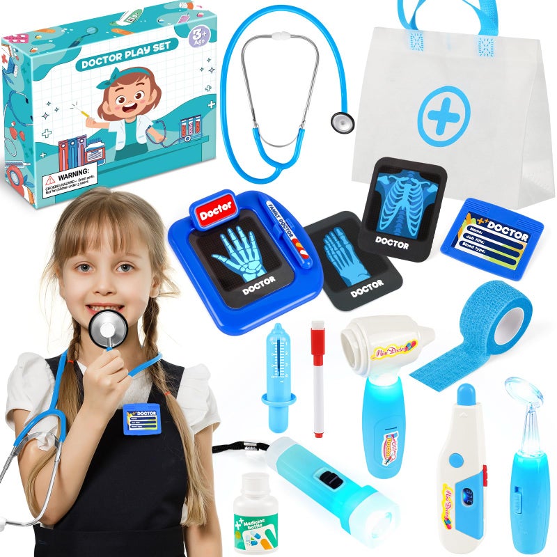 IVENRXIU Kids Doctors Play Set 15 Pcs Doctor Kit for Toddlers 35 Doctor Set with Real Stethoscope Pretend Play Toys for Kids Boys and Girls Halloween Christmas Birthday Gifts - Image 2