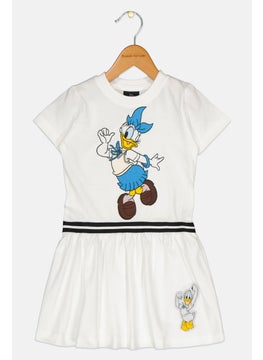 Disney Toddlers Girl Mickey And Friend Short Sleeves Dress, White  - Image 1