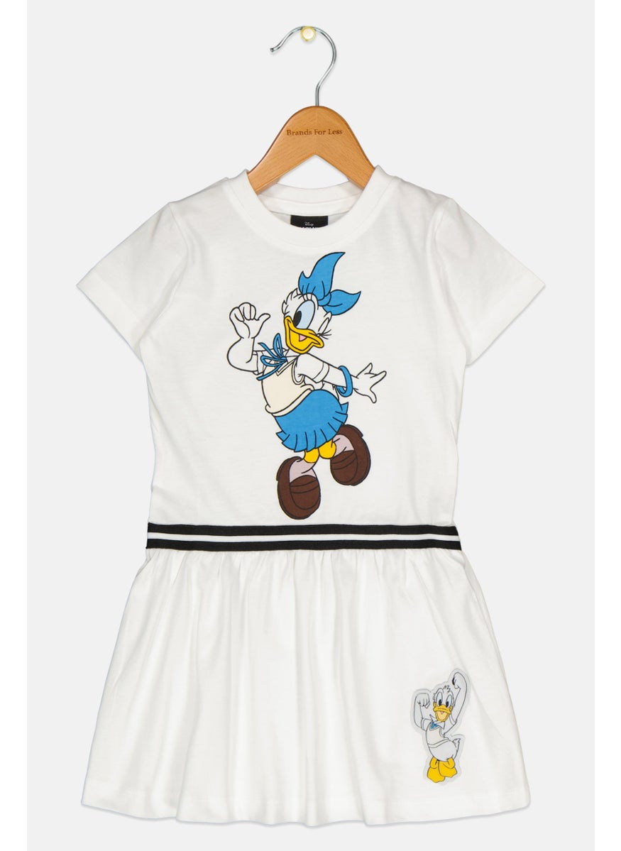 Disney Toddlers Girl Mickey And Friend Short Sleeves Dress, White  - Image 1