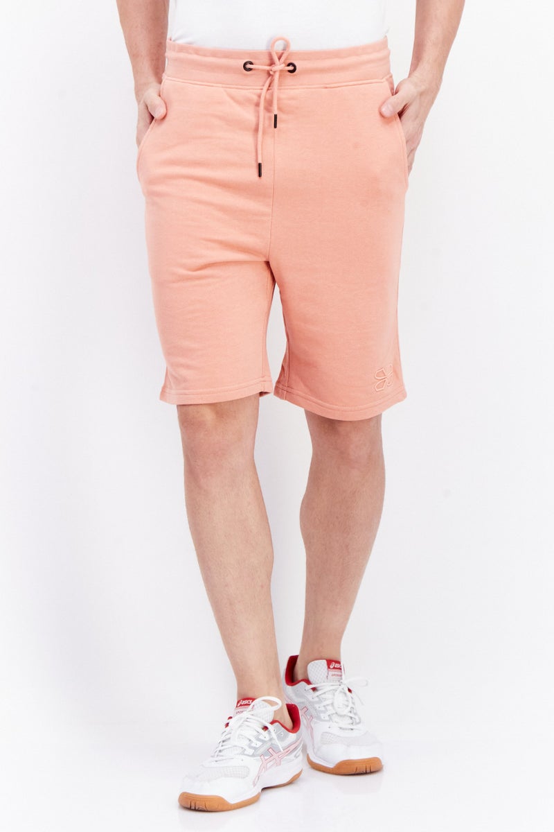 CROSSHATCH Men Regular Fit Plain Basic Shorts, Coral - Image 1
