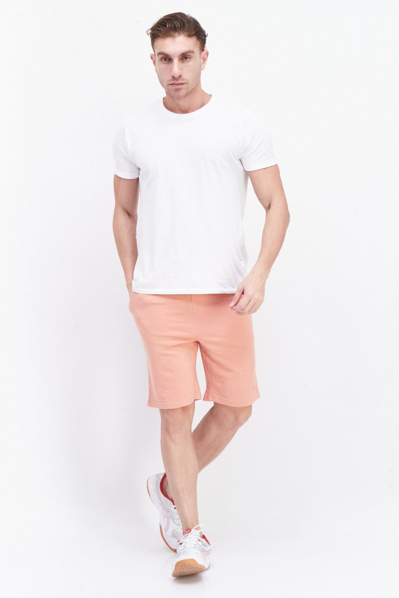 CROSSHATCH Men Regular Fit Plain Basic Shorts, Coral - Image 3