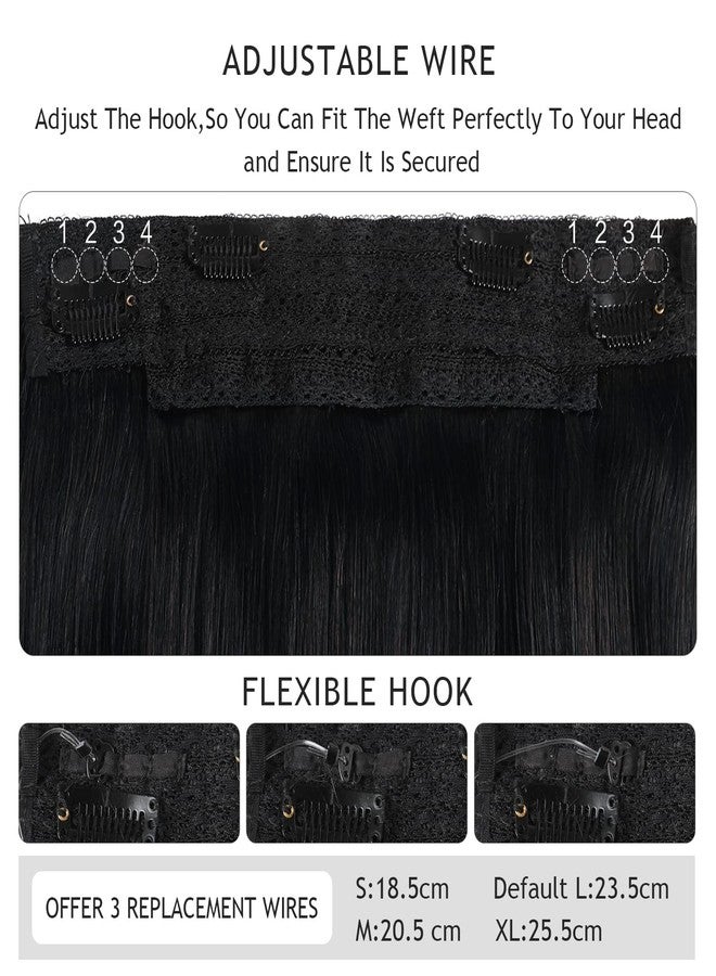 ييليت وصلات شعر سلكية من YILITE، شعر بشري طبيعي، 20 بوصة، 110 غرام، ناعم كالحرير، أسود فاحم رقم 1، وصلات شعر سلكية بخط غير مرئي، وصلات شعر بشري ريمي (20 بوصة، أسود فاحم رقم 1) - Image 3