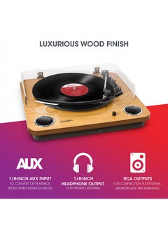 Ion Audio Max Lp – Vinyl Record Player / Turntable With Built In Speakers, Usb Output For Conversion And Three Playback Speeds – Natural Wood Finish