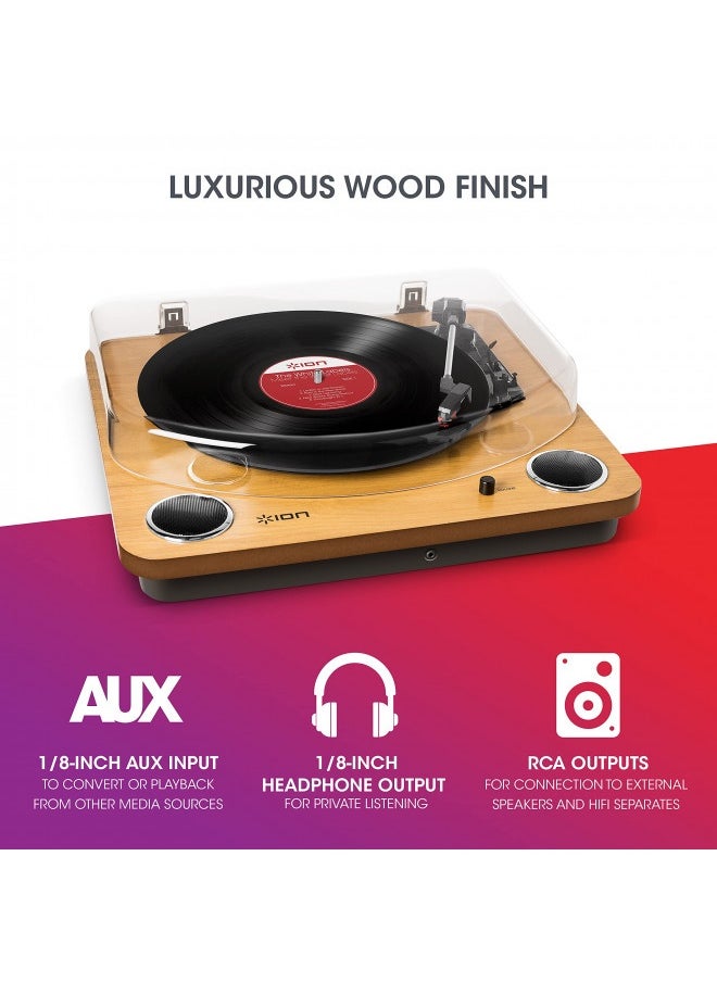 ION - Ion Audio Max Lp – Vinyl Record Player / Turntable With Built In Speakers, Usb Output For Conversion And Three Playback Speeds – Natural Wood Finish - Image 1