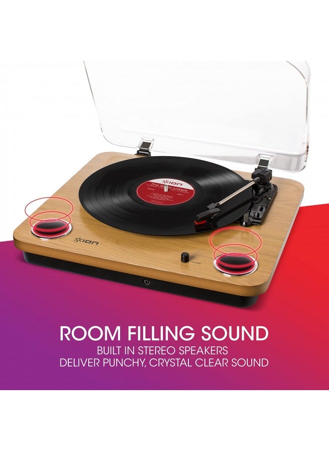 ION - Ion Audio Max Lp – Vinyl Record Player / Turntable With Built In Speakers, Usb Output For Conversion And Three Playback Speeds – Natural Wood Finish - Image 1