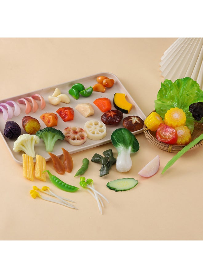 Generic - Various Kinds Of Artificial Vegetables, Broccoli, Mushrooms, Corn Cobs, Lettuce, Cucumber Slices, Green Beans, Lotus Root Slices, Onion Slices, Kelp Knots-Color:Roasted Potato Cubes-Specifications:Figure - Image 1