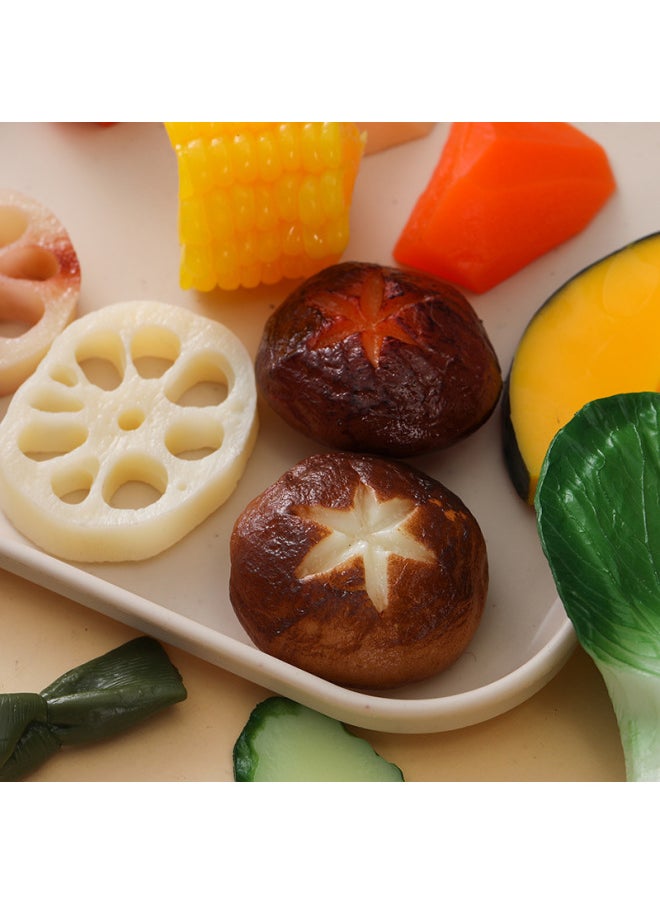 Generic - Various Kinds Of Artificial Vegetables, Broccoli, Mushrooms, Corn Cobs, Lettuce, Cucumber Slices, Green Beans, Lotus Root Slices, Onion Slices, Kelp Knots-Color:Roasted Potato Cubes-Specifications:Figure - Image 1