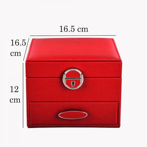 SIBY PU Leather Foldable Jewelry Organizer for Girls | Portable Multi-Layer Jewelry Box for Women | Travel Jewelry Storage Box for Large Jewelry's, Necklace, Earrings, Rings (Red) - Image 2