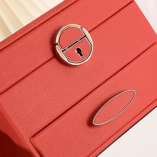 SIBY PU Leather Foldable Jewelry Organizer for Girls | Portable Multi-Layer Jewelry Box for Women | Travel Jewelry Storage Box for Large Jewelry's, Necklace, Earrings, Rings (Red) - Image 4