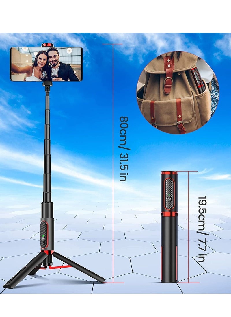TYCOM Selfie Stick For Phone Size 4.5 to 6.2Inch Extendable to 160cm Selfie Stick Tripod with Bluetooth Wireless Remote Phone Holder (AB202-195RD)  - Image 2
