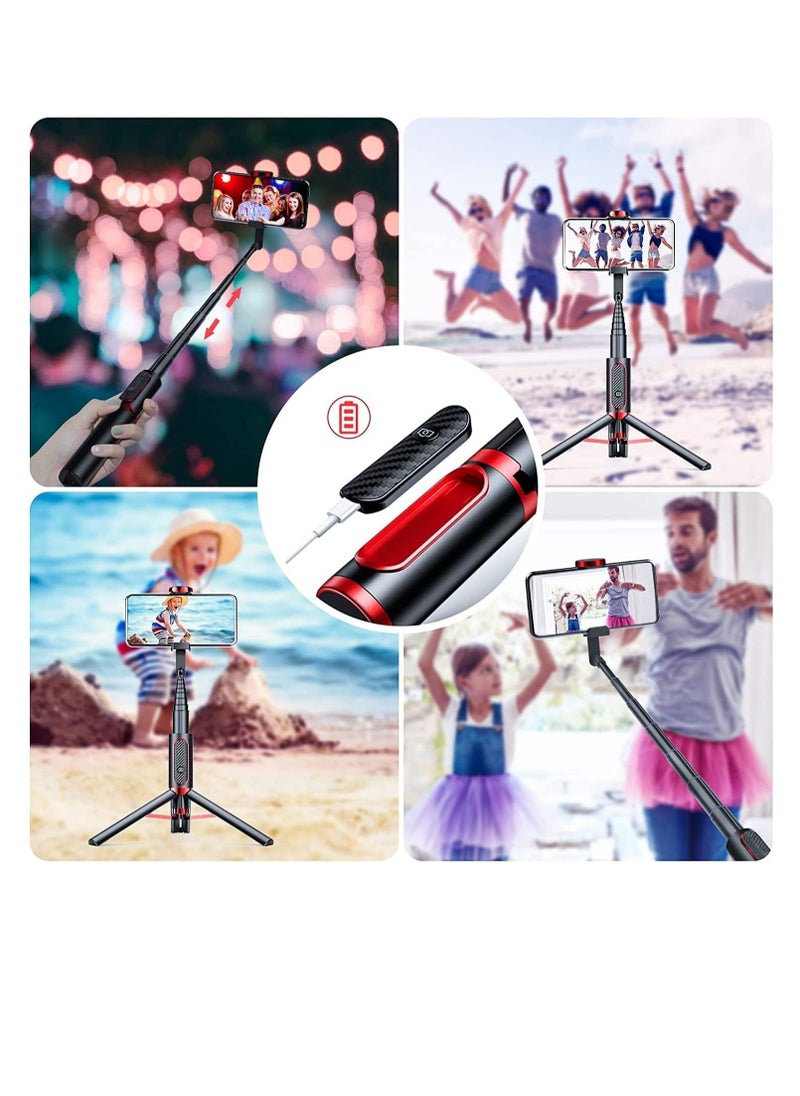 Selfie Stick For Phone Size 4.5 to 6.2Inch Extendable to 160cm Selfie Stick Tripod with Bluetooth Wireless Remote Phone Holder (AB202-195RD)