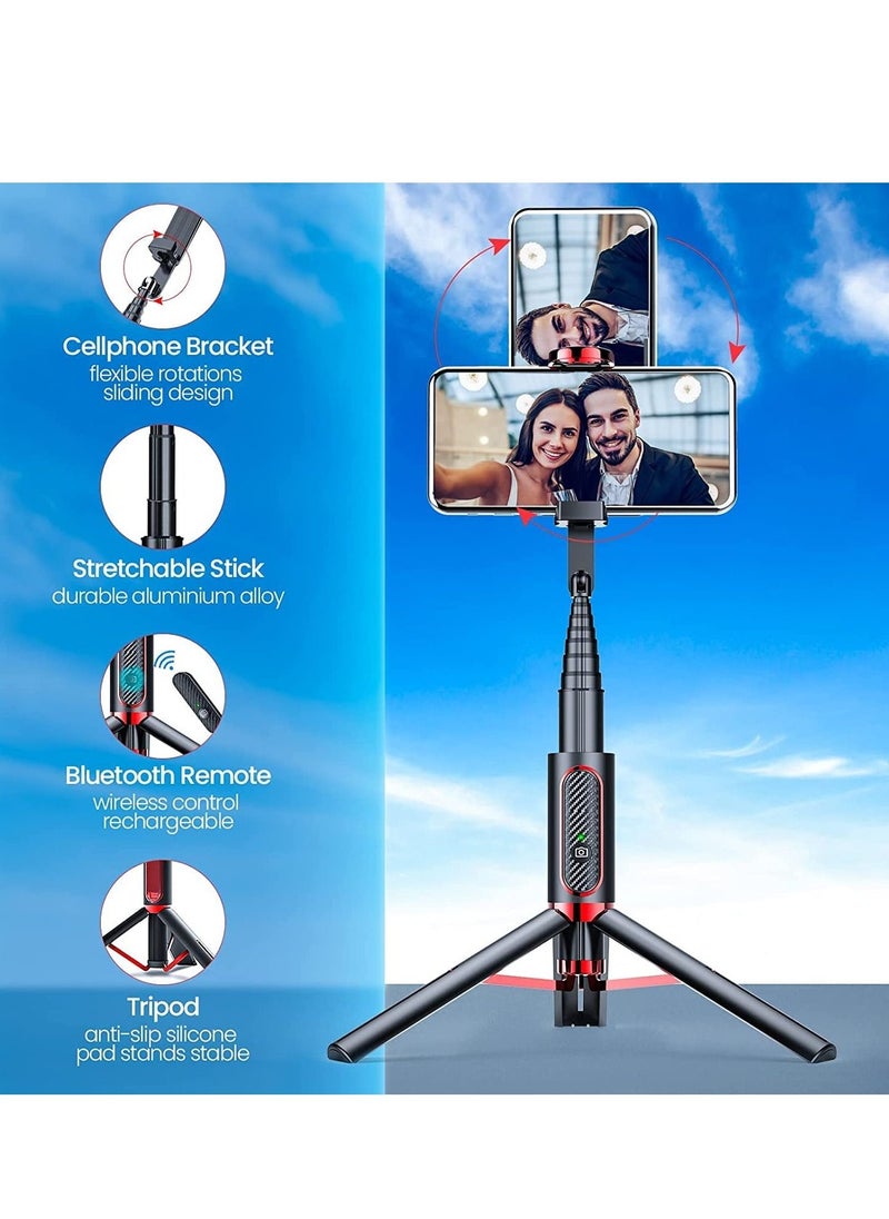TYCOM Selfie Stick For Phone Size 4.5 to 6.2Inch Extendable to 160cm Selfie Stick Tripod with Bluetooth Wireless Remote Phone Holder (AB202-195RD)  - Image 5