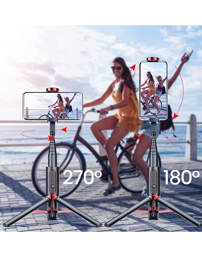 TYCOM Selfie Stick For Phone Size 4.5 to 6.2Inch Extendable to 160cm Selfie Stick Tripod with Bluetooth Wireless Remote Phone Holder (AB202-195RD)  - Image 4