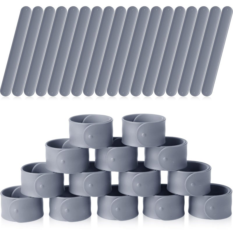 Vinsot 30 Pcs Silicone Slap Bracelets Gift for Kids DIY Slap Bands Party Favor Soft Blank Snap Wristbands Bulk for School Craft Project Painting Classroom Prizes Birthday WeddingGrey - Image 3