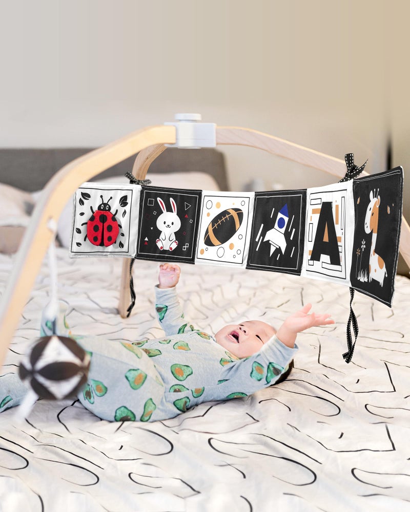 Infinno Black & White Baby Toys High Contrast Crinkle Cloth Activity Book  Infant Mirror Toys For Baby 0-6 Months  Newborn Sensory Tummy Time Toys For Infants  Baby Development Essential - Image 2