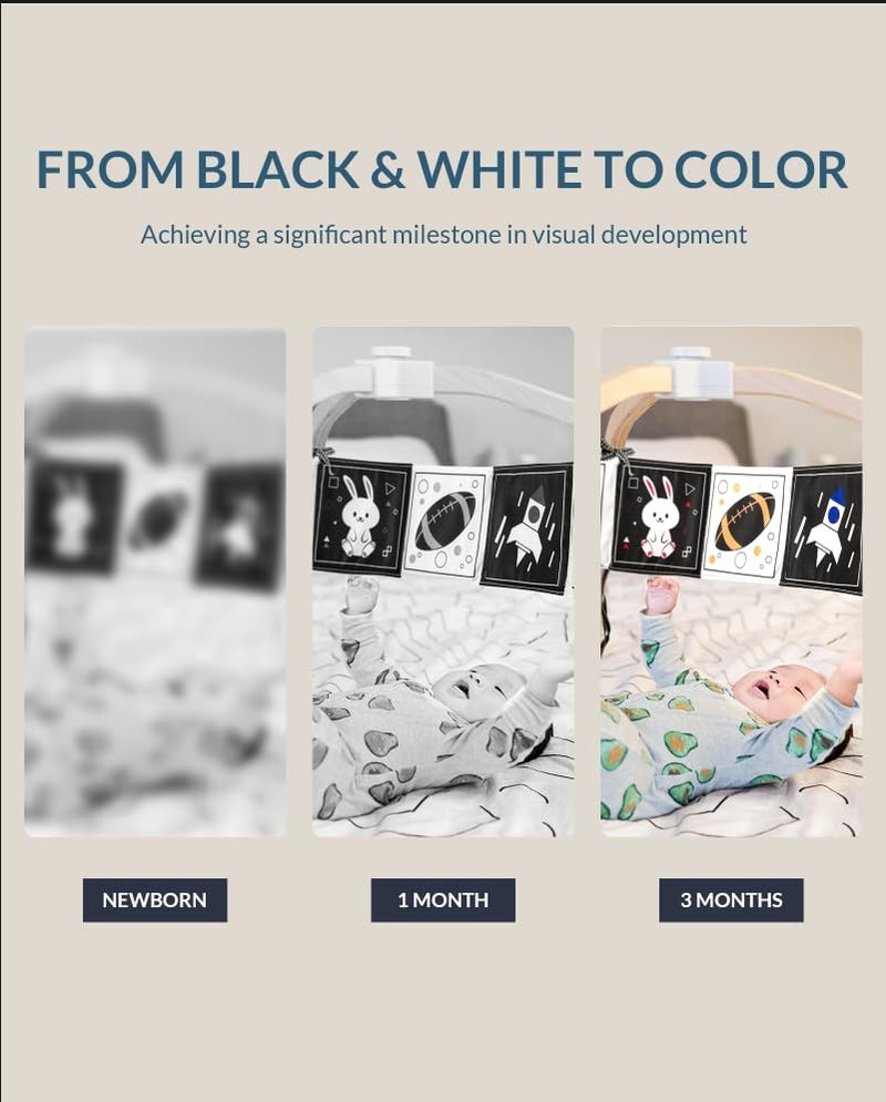 Infinno Black & White Baby Toys High Contrast Crinkle Cloth Activity Book  Infant Mirror Toys For Baby 0-6 Months  Newborn Sensory Tummy Time Toys For Infants  Baby Development Essential - Image 4