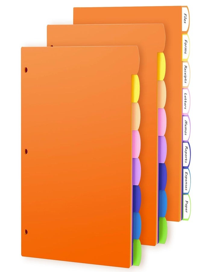 HABGP 24Pcs/3 Set 8 Tab Dividers for 3 Ring Binder, Colorful 3 Ring Binder Dividers with Tabs, 24 Pcs Page Folder Dividers, Plastic Tabbed File Dividers with Tabs, Three Ring Binder Index Dividers - Image 1
