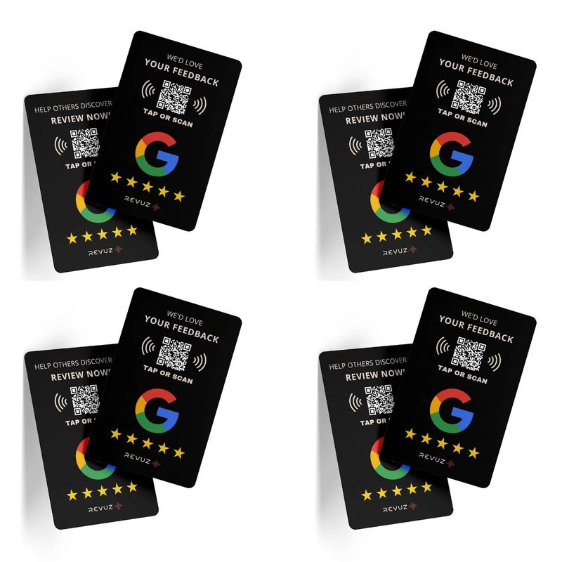 REVUZ Online Review Card Black – Equipped with NFC Chip and QR Code, Instant Activation with Your Business Page Link, Tap or Scan to Access, Standard Size (86x54mm) (4) - Image 1
