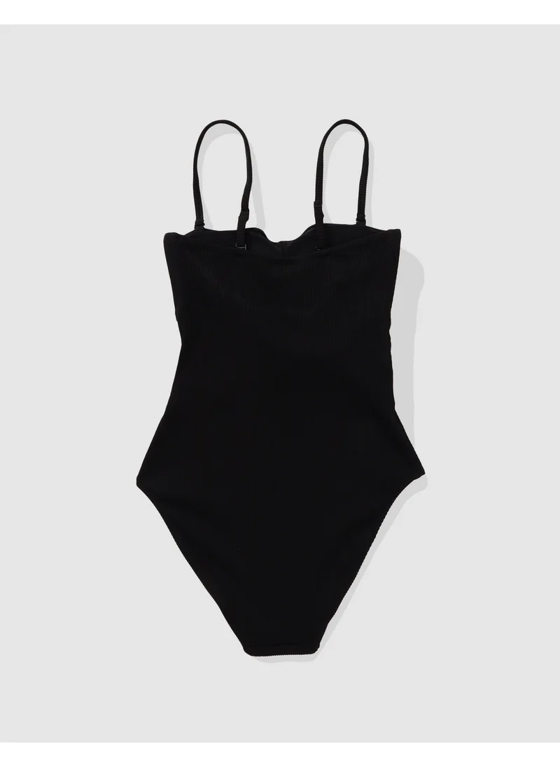 Aerie Aerie Ribbed Wrap Tie One Piece