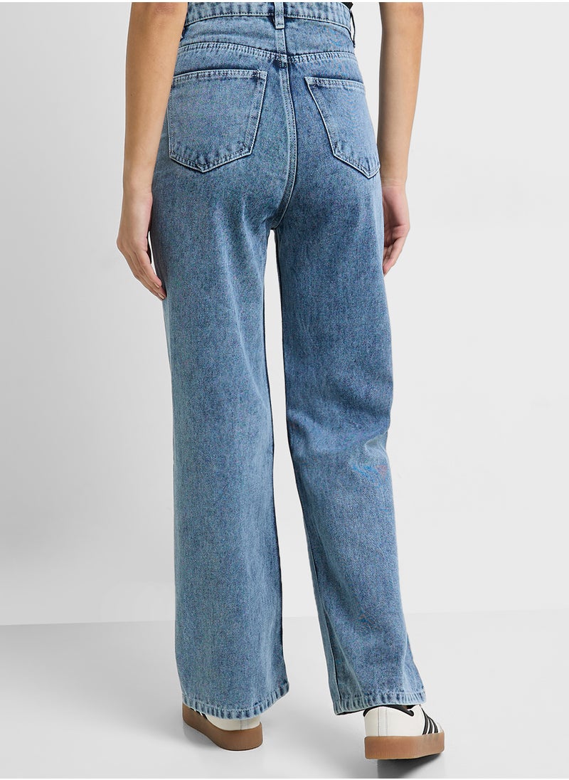 Ginger High Rise Distressed Wide Leg Jeans  - Image 3