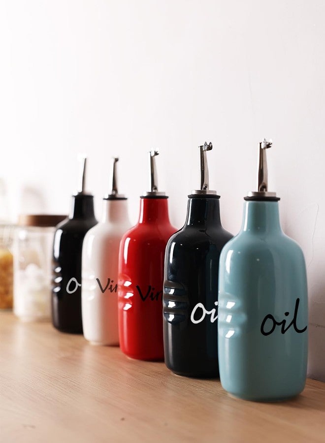 HAOTOP Farmhouse Ceramic Oil and Vinegar Dispenser Bottle Set, Perfect for Storage of Oil and Vinegar,16 oz (White) - Image 5