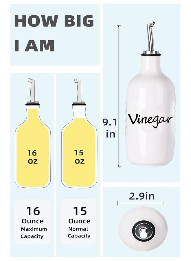 HAOTOP Farmhouse Ceramic Oil and Vinegar Dispenser Bottle Set, Perfect for Storage of Oil and Vinegar,16 oz (White) - Image 4