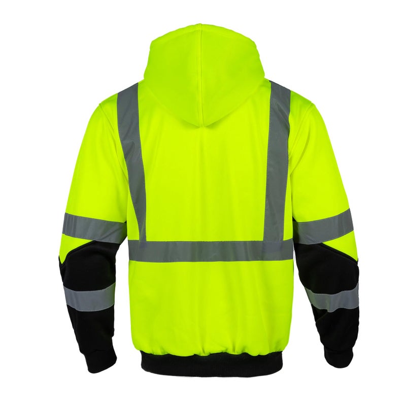 FONIRRA ANSI Class 3 High Visibility Safety Lightweight Fleece Hoodie for Men Reflective Hi Vis Work Hoodie for Construction - Image 2