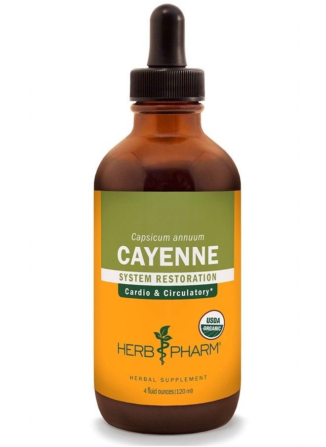 HERB PHARM Certified Organic Cayenne Liquid Extract for Cardiovascular and Circulatory Support - 4 Ounce, Brown  - Image 1