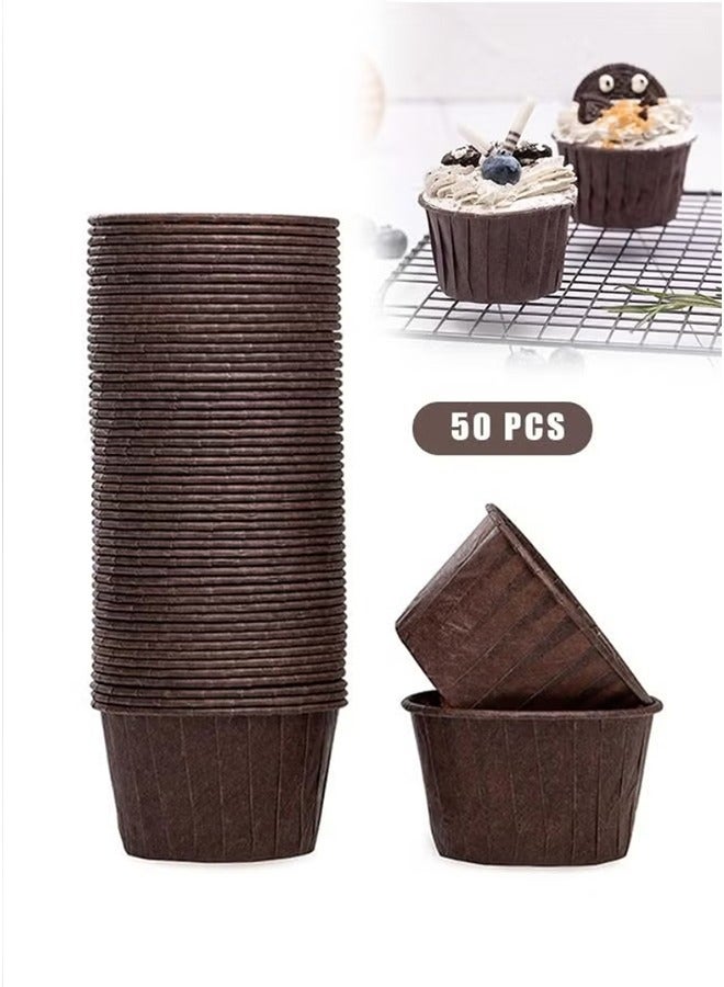 50Pcs Disposable Cupcake Baking Cups, High Temperature Resistant Oil Proof Liner Parchment Paper Cupcake, Baking Wrappers Accessories and Birthday Party Decorations  - Image 1