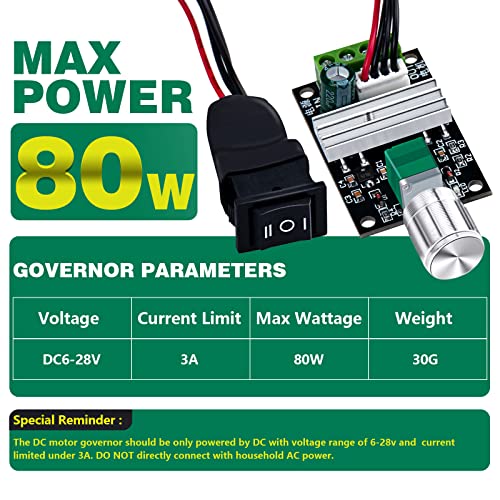 ALEDECO PWM Low Voltage DC Motor Speed Controller 1.8V 3V 5V 6V 12V 2A 24W Adjustable Driver Switch 1Pack - Image 4
