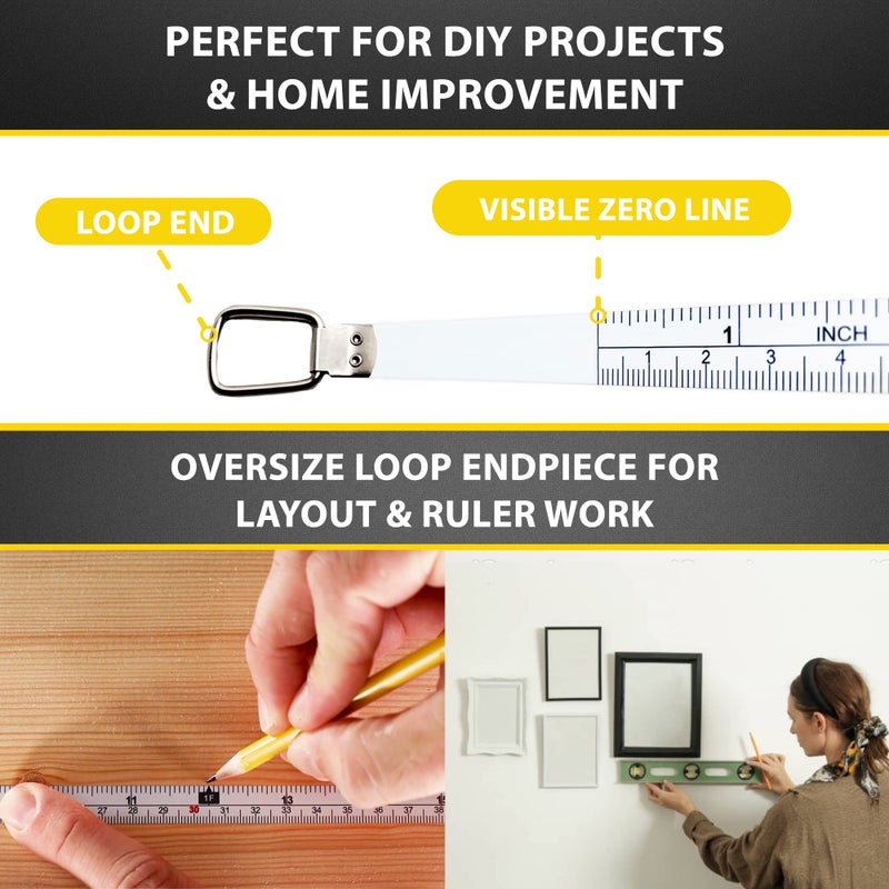 PERFECT MEASURING TAPE شريط قياس محيط القطر المثالي - شريط قياس إمبراطوري ومتري 1/2 بوصة بطول 12 قدم / 3.5 متر - للاستخدام في قياس الأجسام الأسطوانية - (شريط الأنابيب، شريط الأشجار) نموذج DCT121 - Image 5