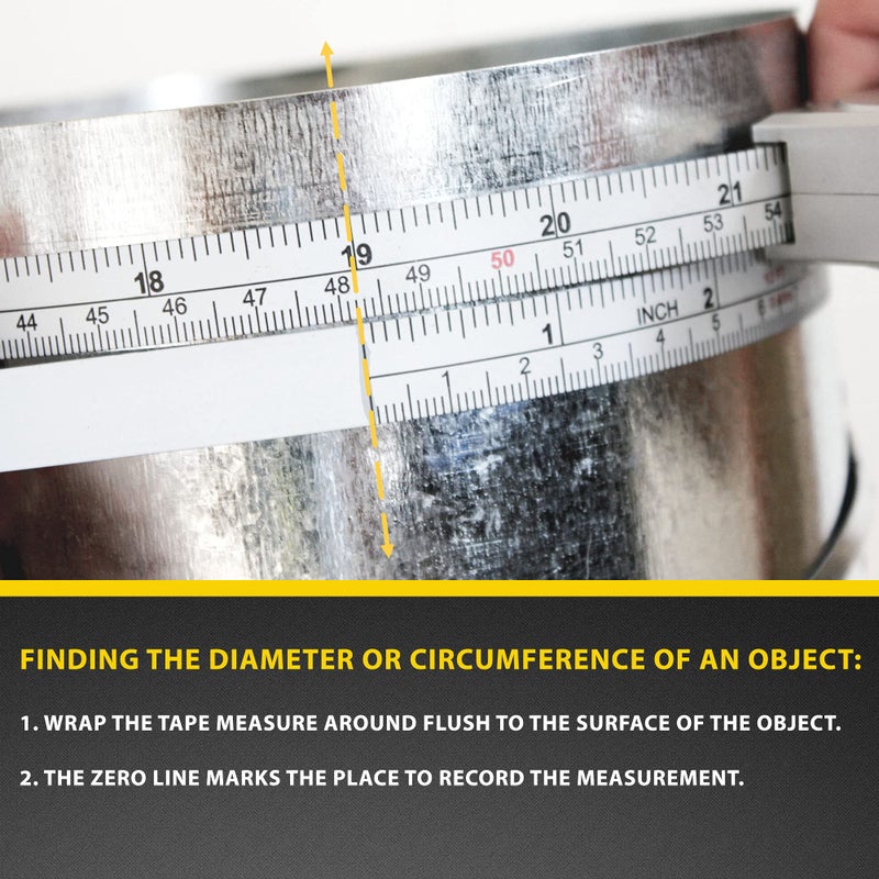 PERFECT MEASURING TAPE شريط قياس محيط القطر المثالي - شريط قياس إمبراطوري ومتري 1/2 بوصة بطول 12 قدم / 3.5 متر - للاستخدام في قياس الأجسام الأسطوانية - (شريط الأنابيب، شريط الأشجار) نموذج DCT121 - Image 3
