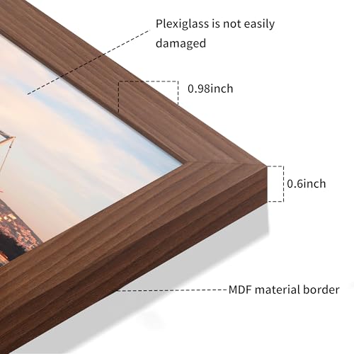 YESKAY 16x20 Picture Frame Brown Set of 3, Display Pictures 11x14 with Mat or 16 x 20 Without Mat, Poster Frames 16x20 for Wall Hanging Horizontal and Vertical - Image 5