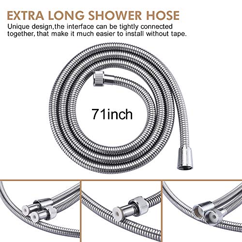 Rainovo Shower Hose Stainless Steel, 71 Inches(6 Feet) Extra Long Handheld Shower Head Hose Extension Replacement, Kink-Free Flexible Shower Hose Attachment For Shower Head Brushed Nickel. - Image 3