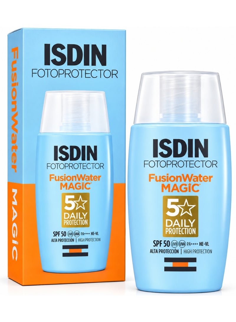 ISDIN Fotoprotector Fusion Water Magic SPF 50 High Protection Lightweight Facial Sunscreen – 50 ml - Image 1