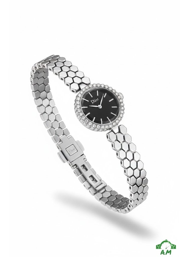 Dior Women’s Silver Stainless Steel Bracelet Watch with Crystal Bezel