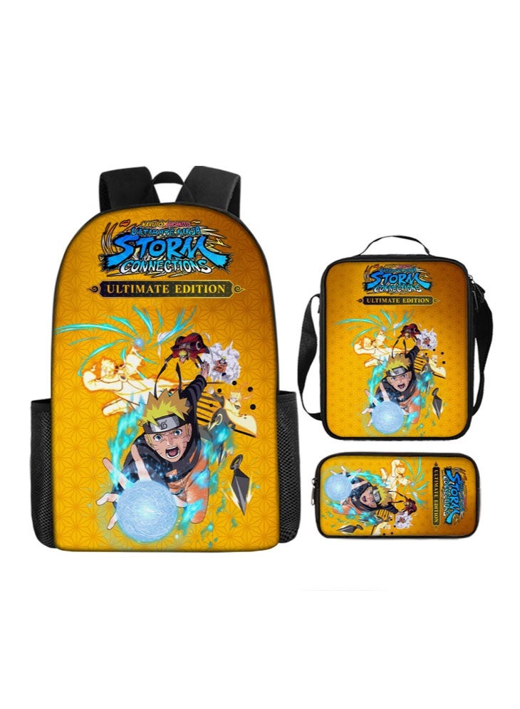 Naruto The new Naruto backpack, pencil case, shoulder bag, three-piece suit, men's and women's leisure sports travel backpack, student school backpack - Image 1