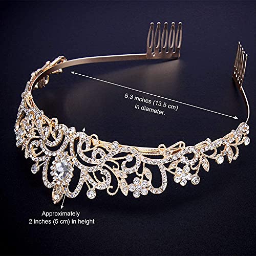 Didder Gold Crystal Tiara Crown Headband Princess Elegant Crown with combs for Women Girls Bridal Wedding Prom Birthday Party - Image 4