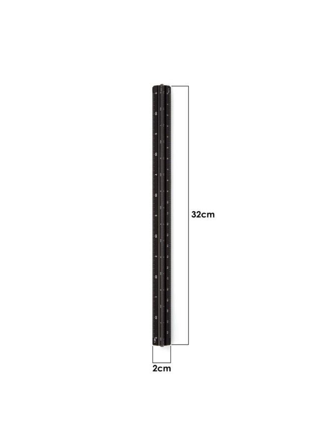 kunshao Professional Aluminum Triangular Scale Ruler 12 Inch/32cm, Laser Engraved Metric Scales 1:20-1:125, Solid Metal Drafting Tool for Architects Engineers Students Draftsman, Black - Image 4
