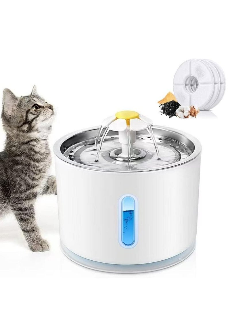 Arabest Cat Water Fountain Stainless Steel, 81oz/2.4L Cat Fountain with Smart Pump and LED Indicator for Water Shortage Alert, Cat and Dog Fountain with 3 Filters for Cats, Dogs (Stainless Steel)  - Image 1