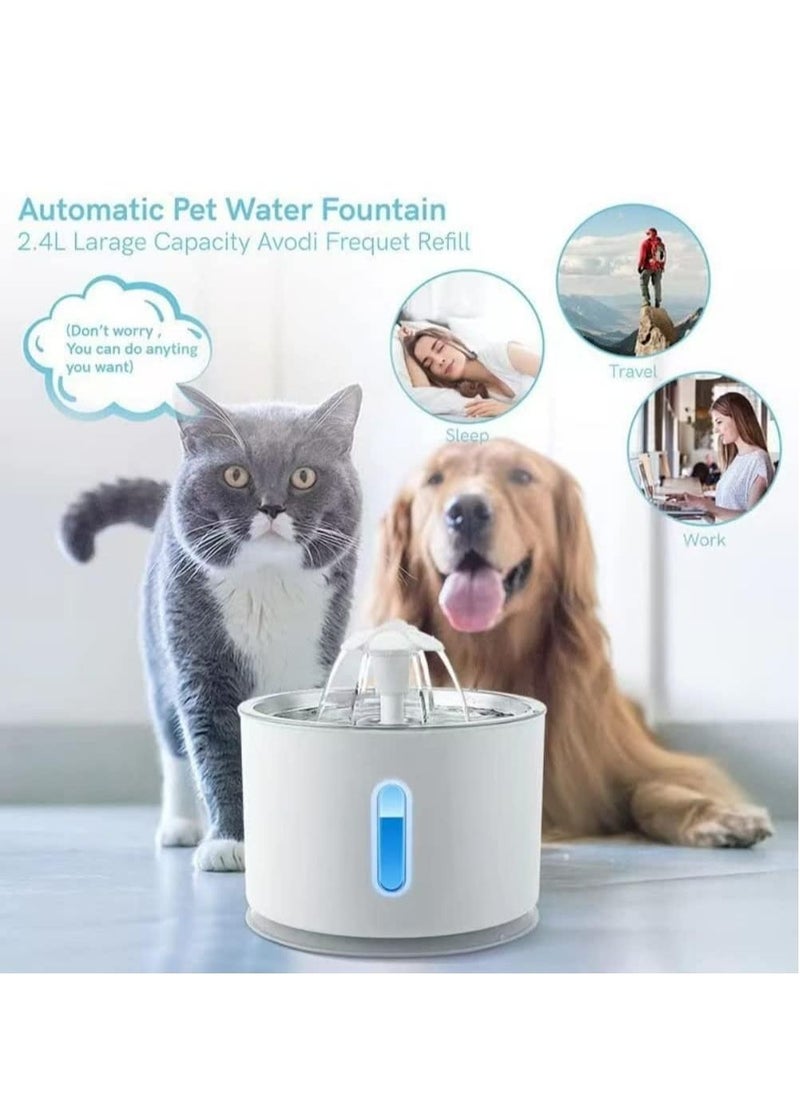 Arabest Cat Water Fountain Stainless Steel, 81oz/2.4L Cat Fountain with Smart Pump and LED Indicator for Water Shortage Alert, Cat and Dog Fountain with 3 Filters for Cats, Dogs (Stainless Steel)  - Image 3