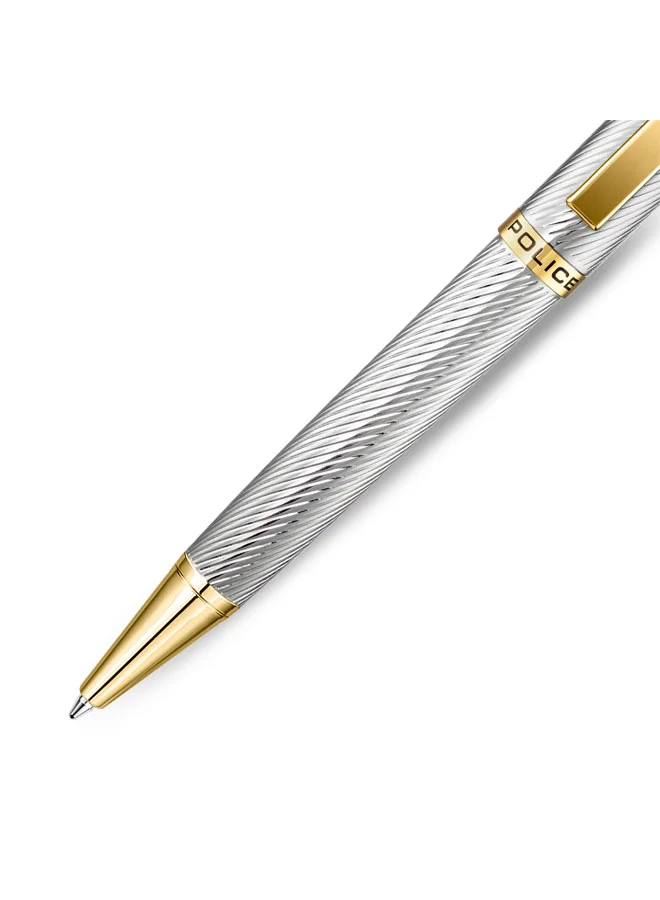 Police Silver/Gold Cavolini Stainless Steel Trims Twist Ballpoint Pen for Men, Blue Ink for Men | Best Price UAE