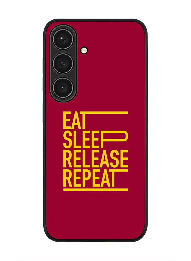 Stylizedd For Samsung Galaxy S25 5G Case,Slim fit Camera Protection, Shockproof Thin Phone cover  - Eat Sleep Release Repeat - Image 1