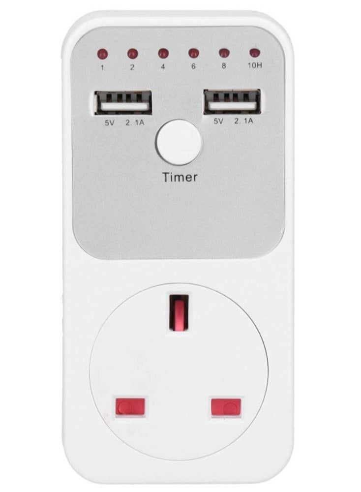 Countdown Timer Socket, USB Smart Digital Countdown Timer Socket, Programmable Switch Timer, Automatic Timer Switch, for Home Appliances, Computer Phone Charger (UK Plug)  - Image 1