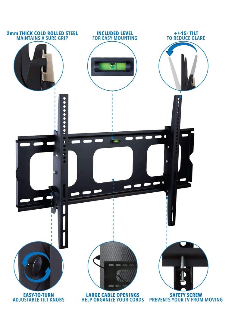 ELTRAZONE TV Wall Mount Bracket For Samsung Sony LG Panasonic TCL Element 32 40 42 47 50 55 60 65 Inch TVs VESA 200x200 400x400 600x400, 750x450 Compatible Premium Tilt 175 Lbs Capacity  - Image 2