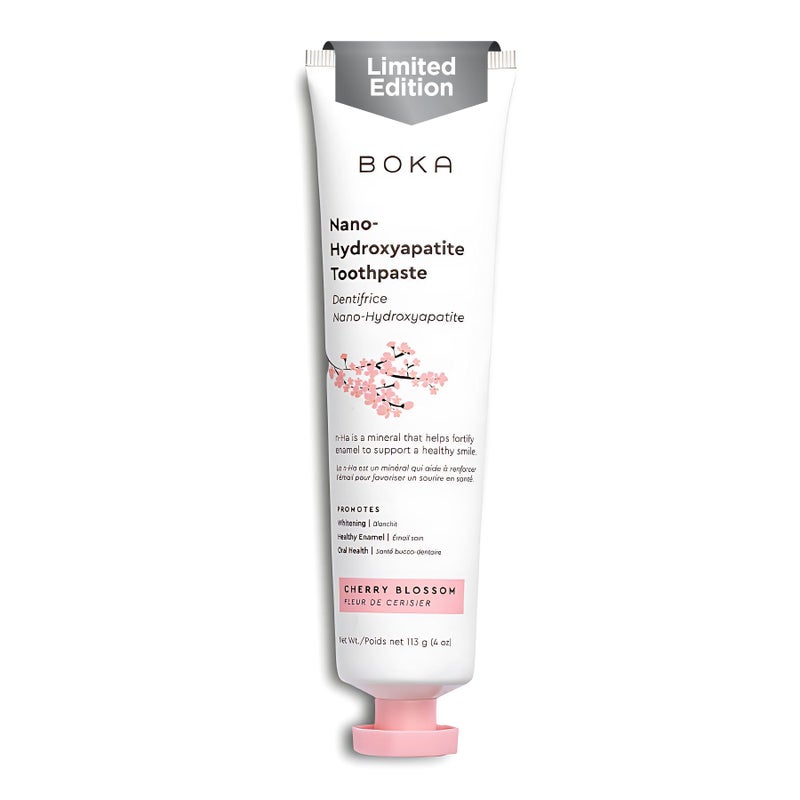Boka Fluoride Free Toothpaste - Nano Hydroxyapatite, Remineralizing, Sensitive Teeth, Whitening - Dentist Recommended Adult & Kids Oral Care - Cherry Blossom Flavor, 4 Fl Oz 1 Pk - US Manufactured - Image 1