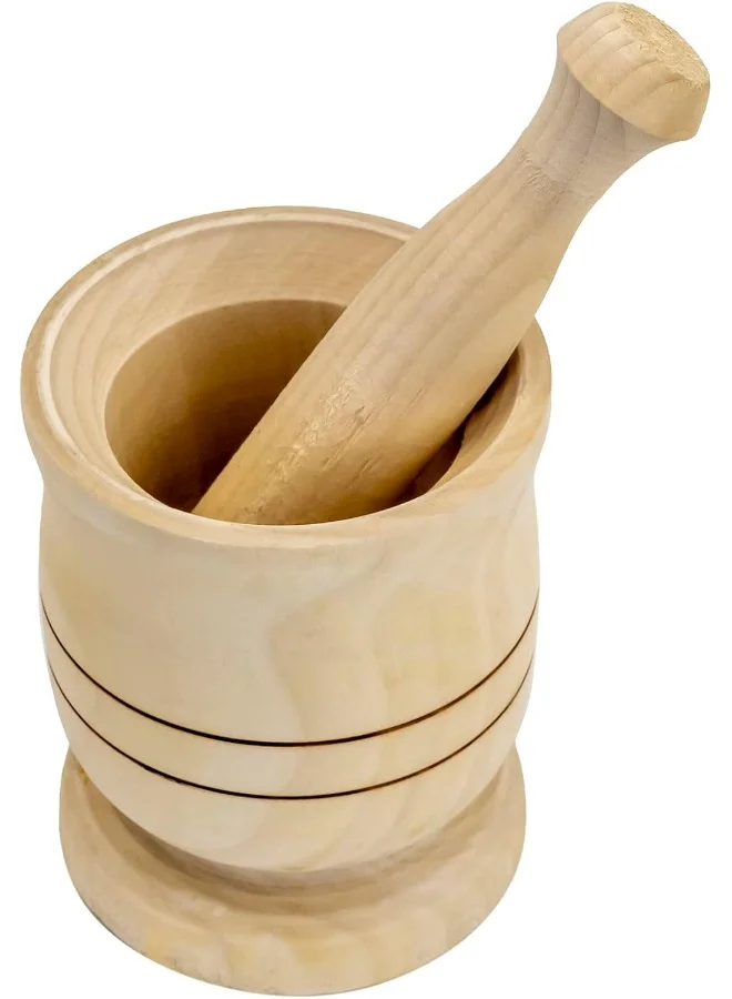 Cuisine Art Wooden Mortar Pestle Set, Household Food Supplement Natural Grinder Suitable Hand Grinder Crusher For Grinding Spices Herb Food And Garlic Fruit Kitchen Tool 12X11Cm