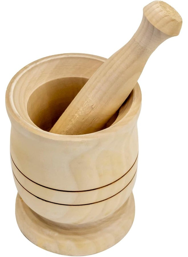 Cuisine Art Wooden Mortar Pestle Set, Household Food Supplement Natural Grinder Suitable Hand Grinder Crusher For Grinding Spices Herb Food And Garlic Fruit Kitchen Tool 12X11Cm  - Image 1