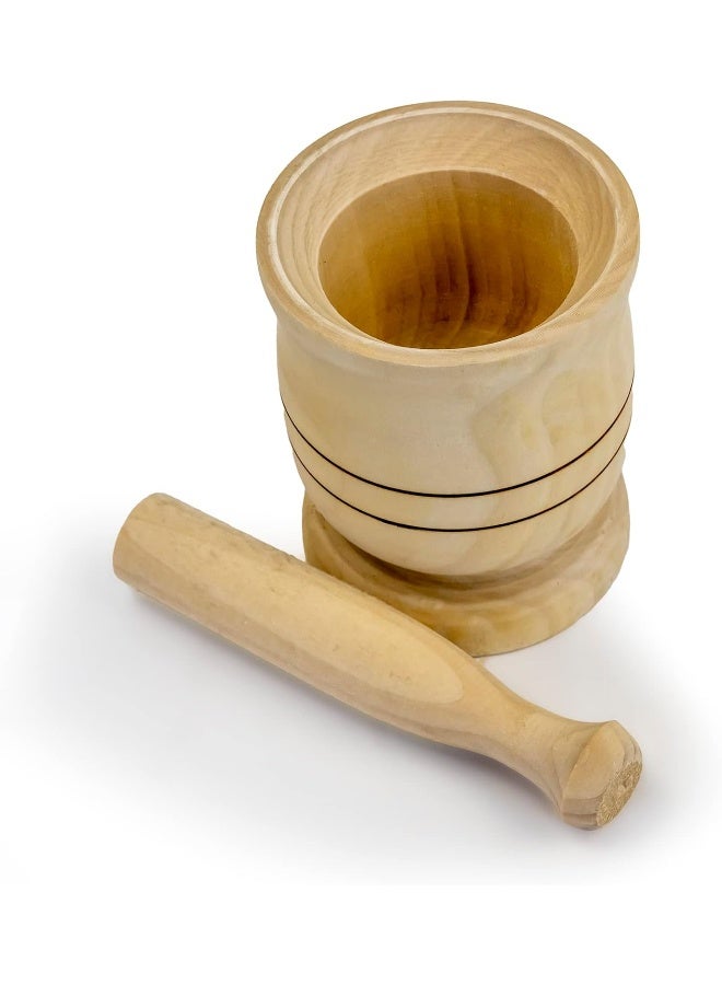 Cuisine Art Wooden Mortar Pestle Set, Household Food Supplement Natural Grinder Suitable Hand Grinder Crusher For Grinding Spices Herb Food And Garlic Fruit Kitchen Tool 12X11Cm  - Image 2