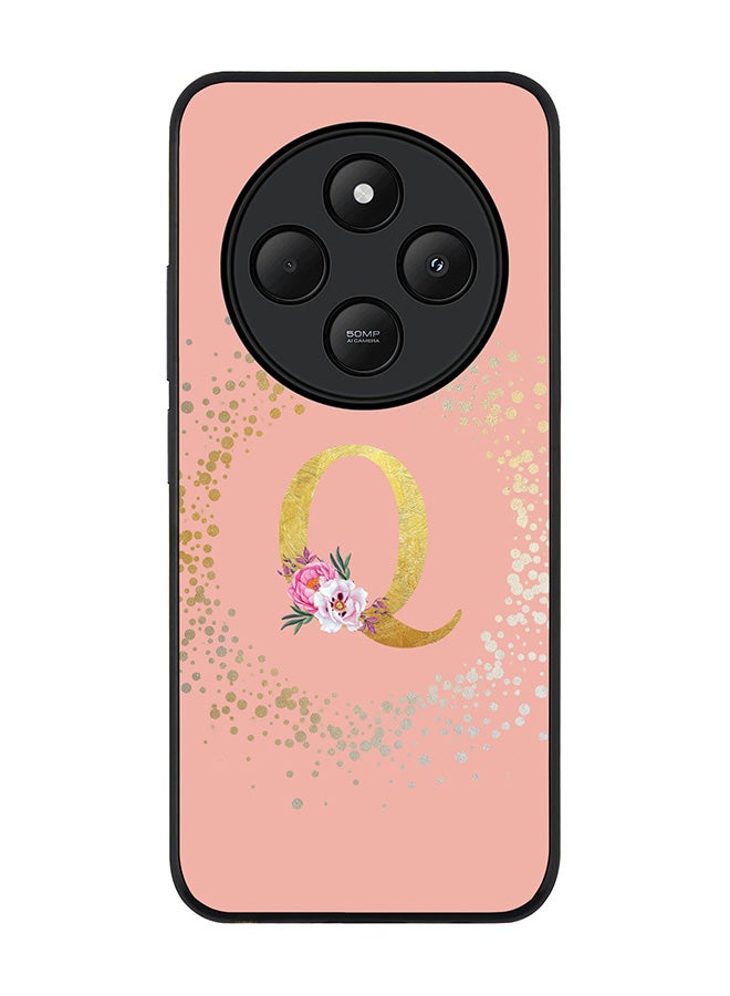 Stylizedd For Xiaomi Poco C75 Case,Slim fit Camera Protection, Shockproof Thin Phone cover - Custom Monogram Floral - Q (Rose Pink ) - Image 1